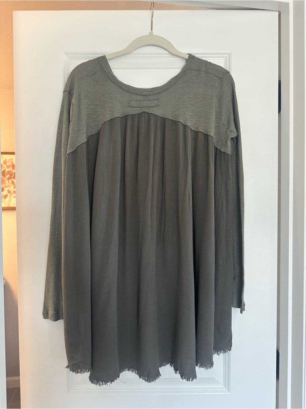 NWT XS Free People - We The Free - Green Ribbed Layered Tunic - Picture 6 of 6